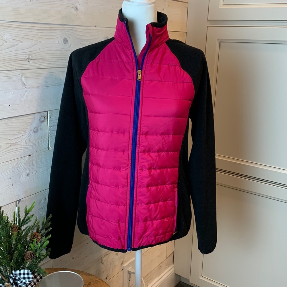 Black and Pink Fleece Jacket by Ralph Lauren - Size L